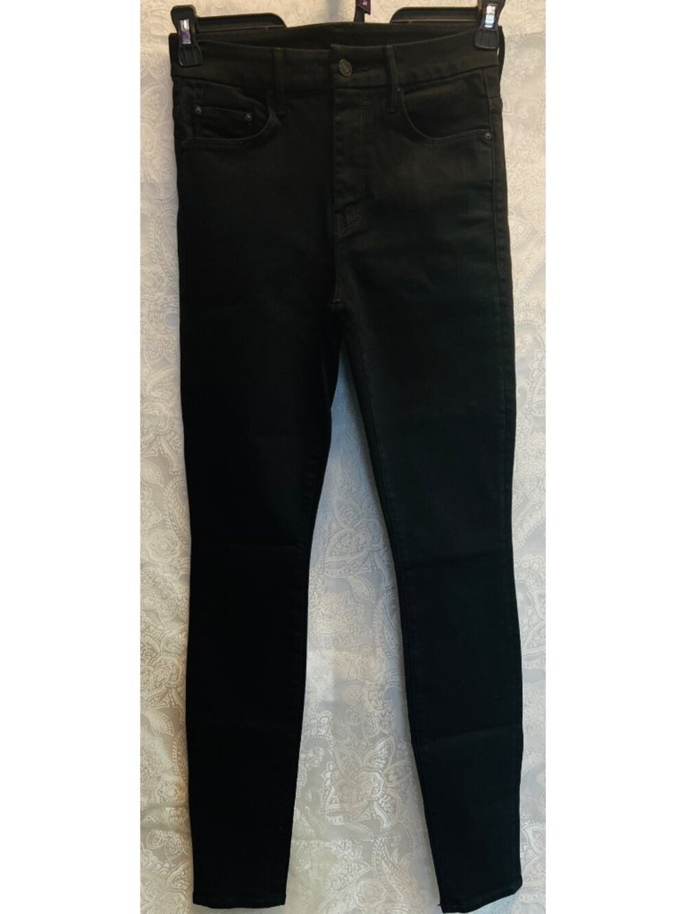Mother High Waisted Looker Skimp Skinny Jeans Size 27 Black Denim Stretch